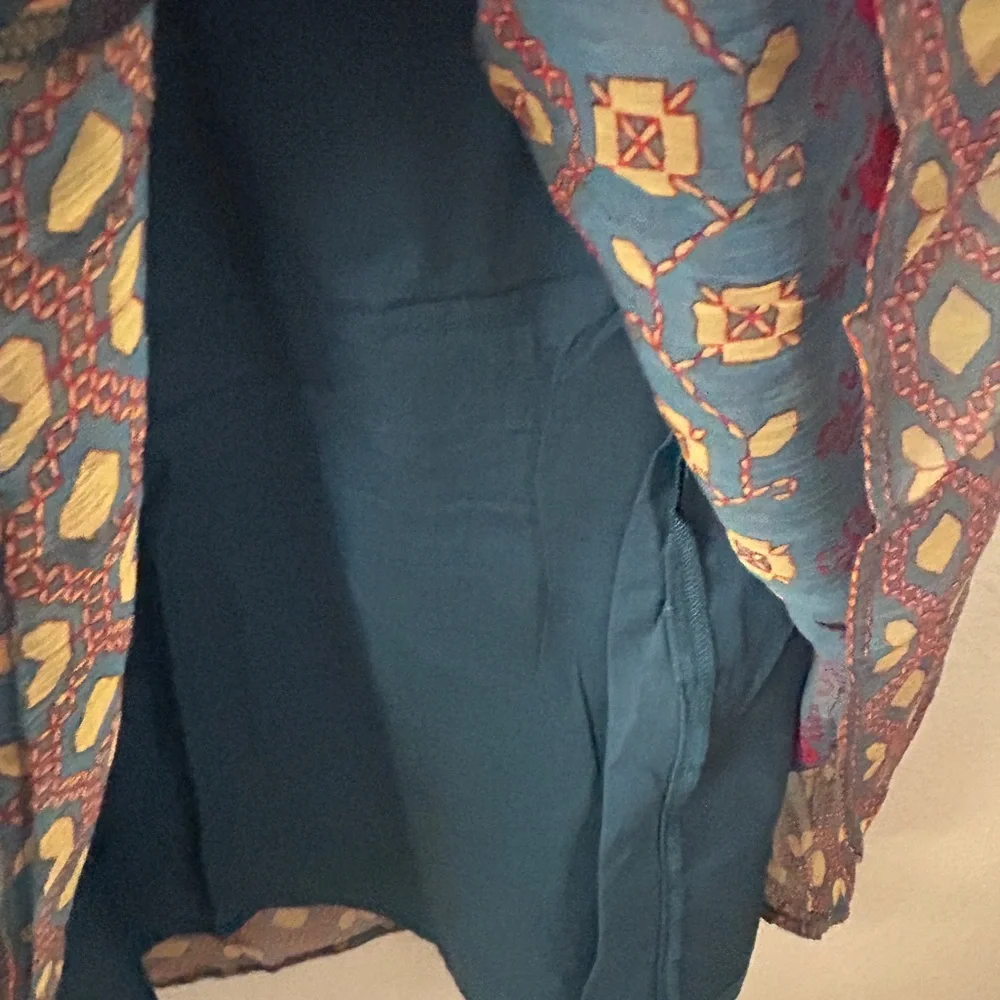 Soft Surroundings Teal Floral Embroidered Maxi Dress - Picture 8 of 9